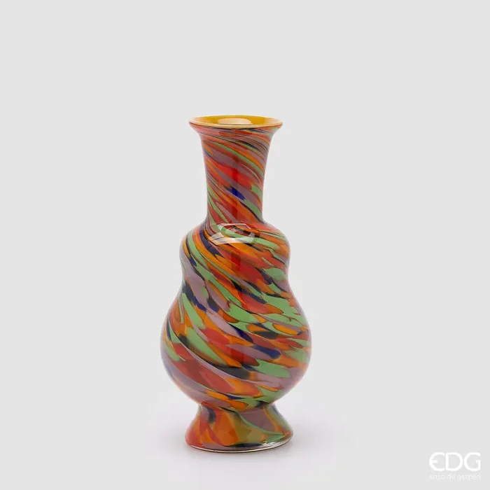 EDG Enzo De Gasperi Vaso Macula Bottiglia H 37 Cm D 17,5 Cm Vetro Orange Mix