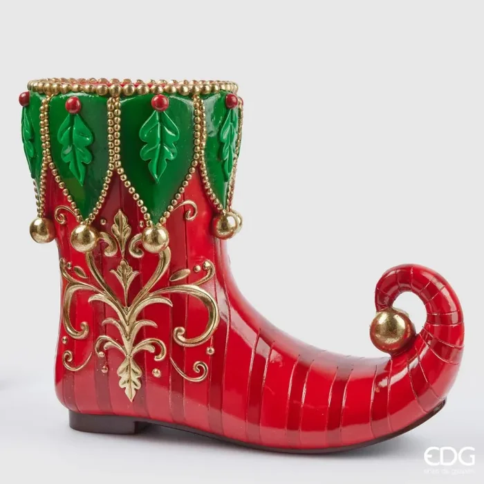 EDG Enzo De Gasperi Vaso Natalizio Calza H 44 Cm 55 x 28 Cm Green Red