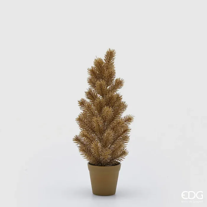 EDG Enzo De Gasperi Vaso Pino con Glitter Natale H 47 Cm D 10 Cm Gold