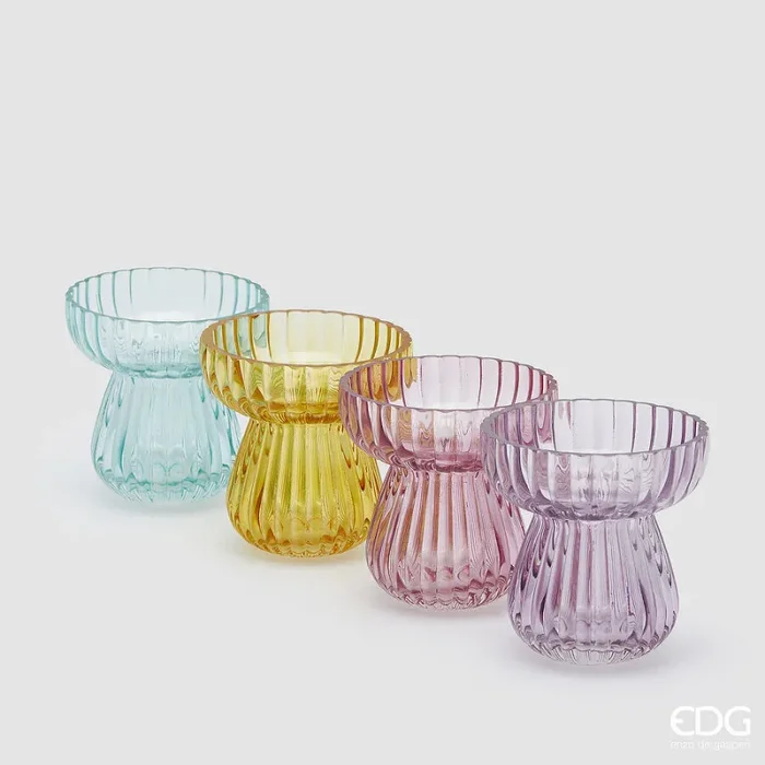 EDG Enzo De Gasperi Vaso Righe Biforma H 11 Cm D 11 Cm 4 Ass. Multicolor 1 Pz