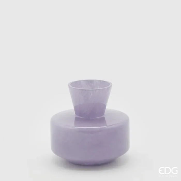 EDG Enzo De Gasperi Vaso Rotondo con Collo H 15 Cm D 16 Cm Waterproof Lavender
