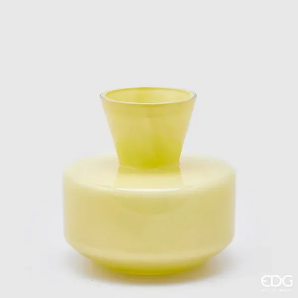 EDG Enzo De Gasperi Vaso Rotondo con Collo H 20 Cm D 21 Cm Waterproof Light Yellow