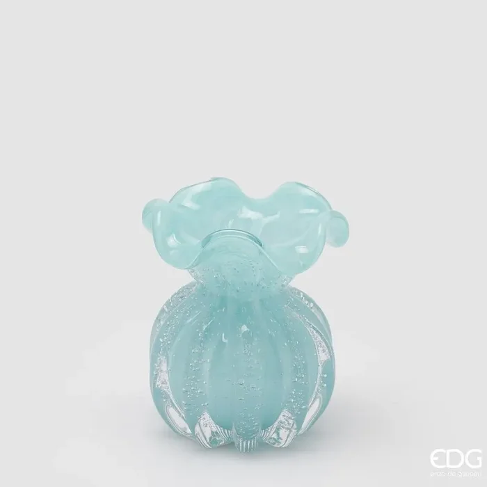 EDG Enzo De Gasperi Vaso Sacchetto H 12 Cm D 10 Cm Vetro Azure