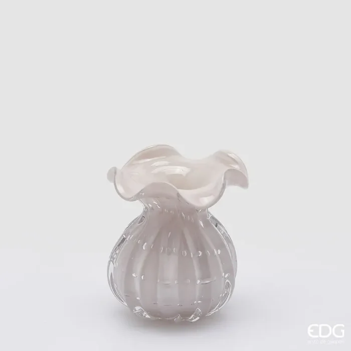 EDG Enzo De Gasperi Vaso Sacchetto H 12 Cm D 10 Cm Vetro Mauve