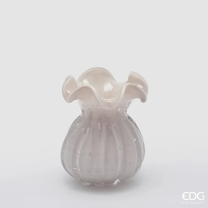 EDG Enzo De Gasperi Vaso Sacchetto H 14 Cm D 11 Cm Vetro Mauve