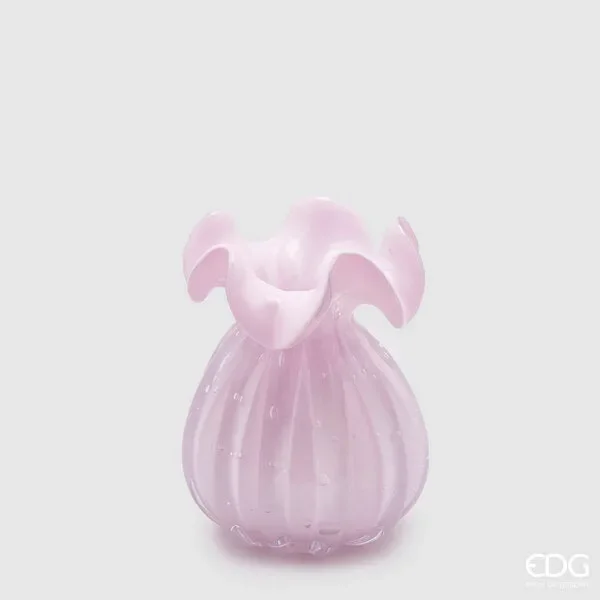 EDG Enzo De Gasperi Vaso Sacchetto H 14 Cm D 11 Cm Vetro Pink