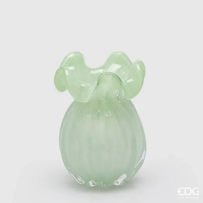 EDG Enzo De Gasperi Vaso Sacchetto H 17 Cm D 13 Cm Vetro Light Green