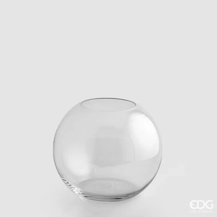 EDG Enzo De Gasperi Vaso Sfera H 16 Cm D 18 Vetro Molato Natural Trasparente