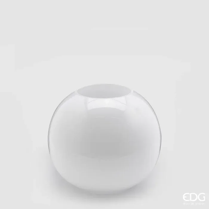 EDG Enzo De Gasperi Vaso Sfera H 20 Cm D 23 Cm Vetro Molato White