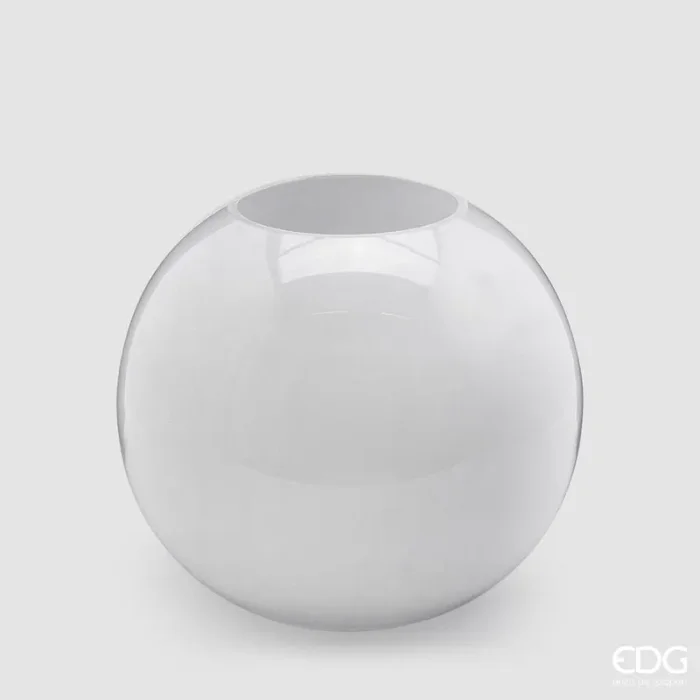 EDG Enzo De Gasperi Vaso Sfera H 27 Cm D 31 Cm Vetro Molato White