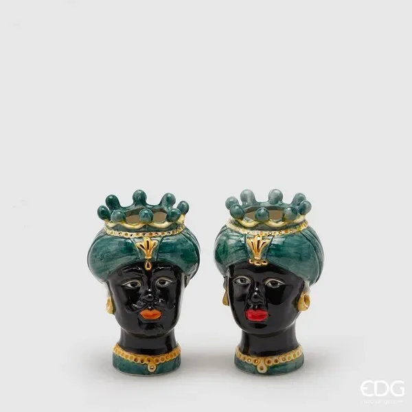 EDG Enzo De Gasperi Vaso Testa Sicily H 13 Cm Lui o Lei 1 Pz Nero Fornitura