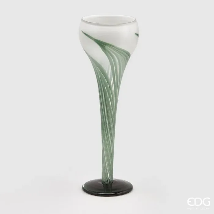 EDG Enzo De Gasperi Vaso Tulipano a Calice H 45 Cm D 13 Cm Scatola Regalo White Green
