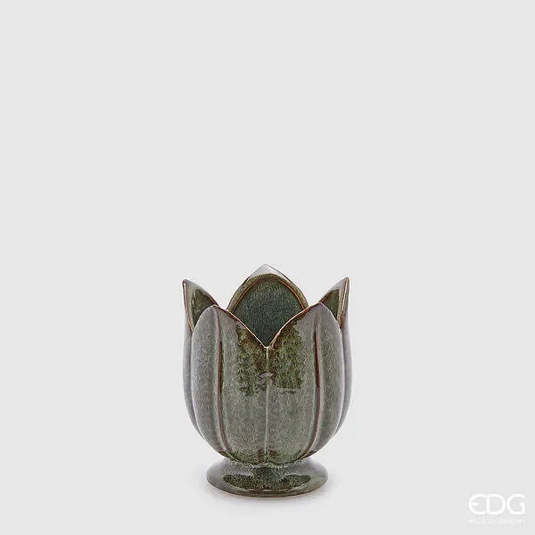 EDG Enzo De Gasperi Vaso Tulipano H 13 Cm D 11 Cm Verde