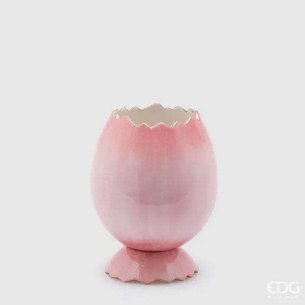 EDG Enzo De Gasperi Vaso Uovo con Piede H23 D18 Dark Pink