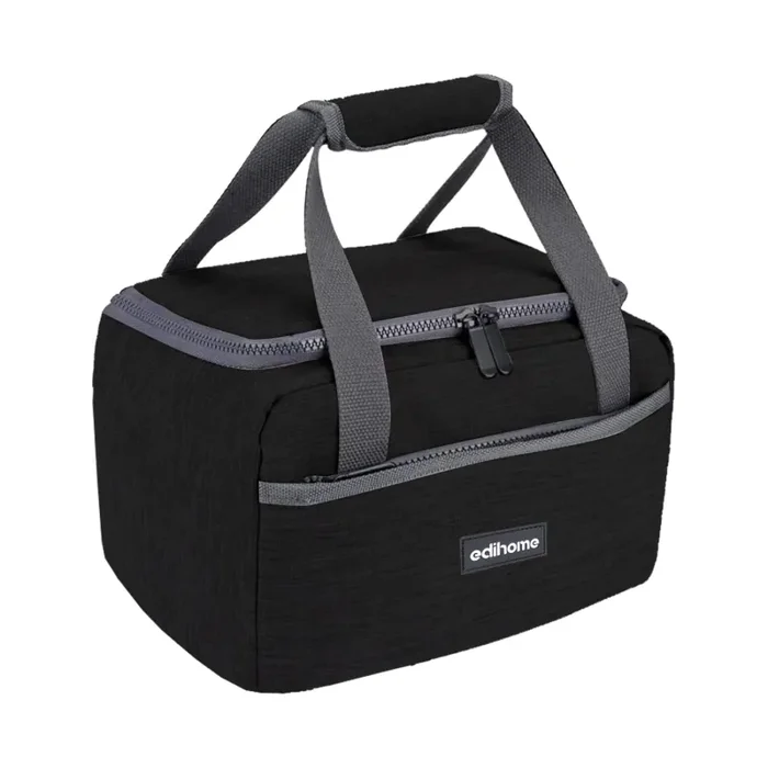 edihome, Borsa Termica Porta Pranzo, Borsa Frigo Piccola, 8L, Lunch Box, Porta Pranzo Termico, Borsetta, per Lavoro, per Viaggio, Blu, Beige e Grigio (Nero)