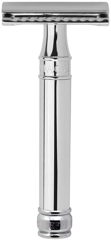 Edwin Jagger – Rasoio di Sicurezza a Doppio Filo, Manico Cromato, con Pacchetto da 5 lame In saldo