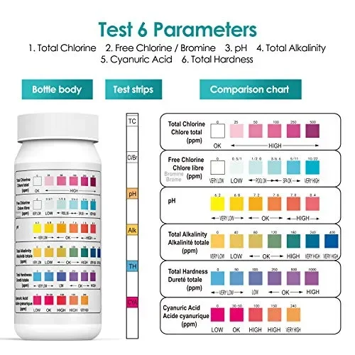 Ehomfy Test per Acqua Piscina 6 in 1, Pool Potabile 100 Strisce, 100pcs - immagine 2