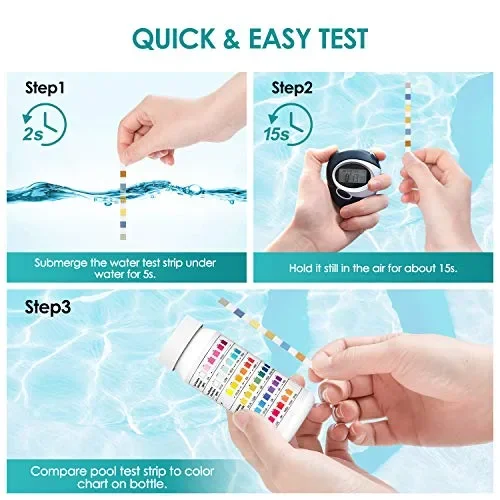 Ehomfy Test per Acqua Piscina 6 in 1, Pool Potabile 100 Strisce, 100pcs - immagine 3
