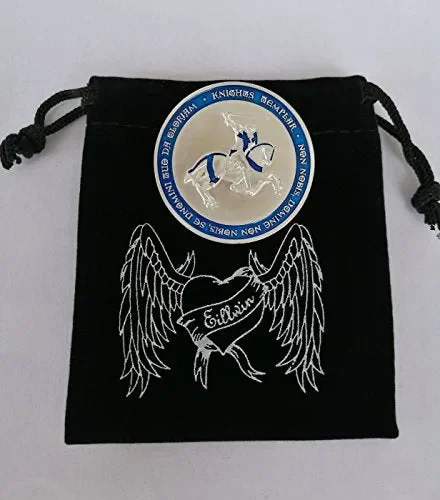 Eillwin Templar raro placcato argento moneta Knight religiosa da collezione… - immagine 3