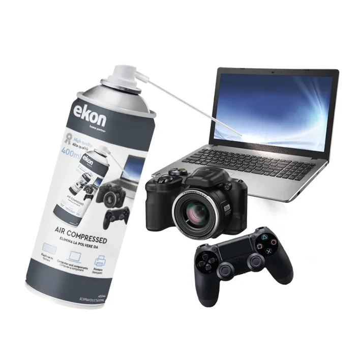 Ekon spray ad aria, spray a gas, gas compresso, 400ml, per tastiere, mouse, laptop, fotocamere, videocamere, MacBook, TV, smart TV, smartphone, tablet Saldi - immagine 3
