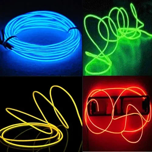 EL Wire Set, 4 pezzi 5M Flessibile Neon LED Blu Verde Rosso Giallo