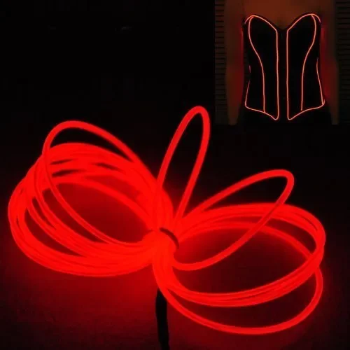 EL Wire Set, 4 pezzi 5M Flessibile Neon LED Blu Verde Rosso Giallo - immagine 3