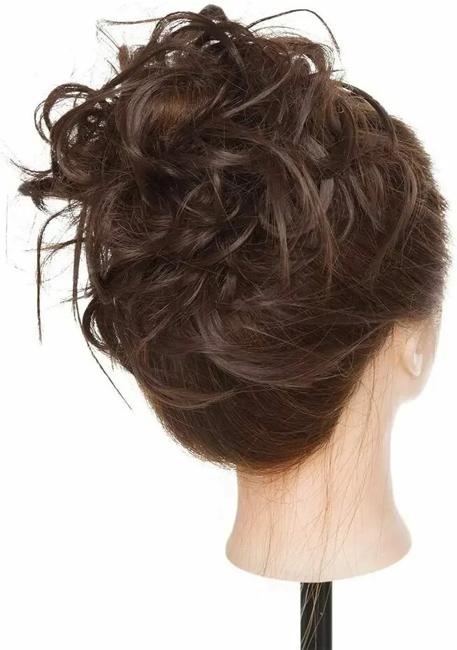 Elastico per chignon effetto capelli finti, Coda di cavallo colore Castano, Hair