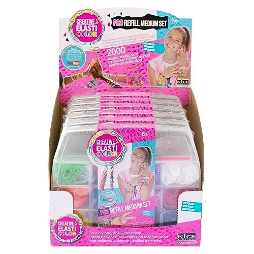 Elasticolor Pro Refill Set Medio, Scatola con Elastici colorati per costruire Braccialetti e Collane – Nice Group, 03004 - immagine 3
