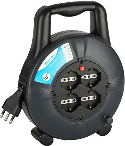 Electraline 49026 Prolunga Elettrica con Avvolgicavo 10 mt, 4 Prese 10 Metri Saldi