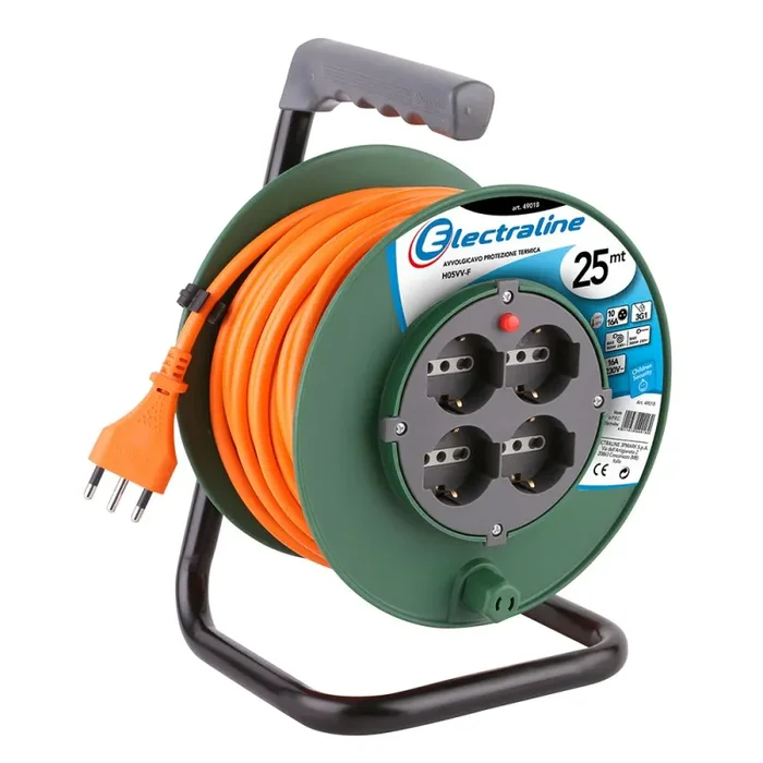 Electraline 49108 Prolunga Elettrica 25 mt con Avvolgicavo 4 Verde-arancio Saldi