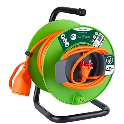 Electraline 49235 Prolunga Giardino con Avvolgicavo Spina e Presa 40 m