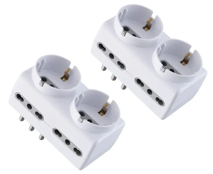 Electraline 92299 Set 2 Adattatori Multipresa 6 Posti 2 Schuko + 4 Bianco Vendita online