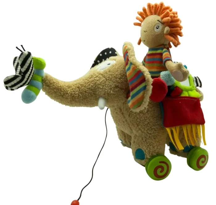 Elefante Peluche Trainabile con Ruote per Bambini Dolce Multicolor - immagine 2