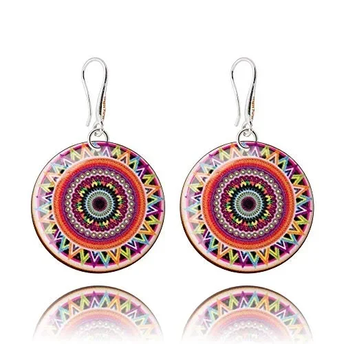 Eleganti Orecchini in Stile Spagnolo Marrone e Blu con Dettagli Color…