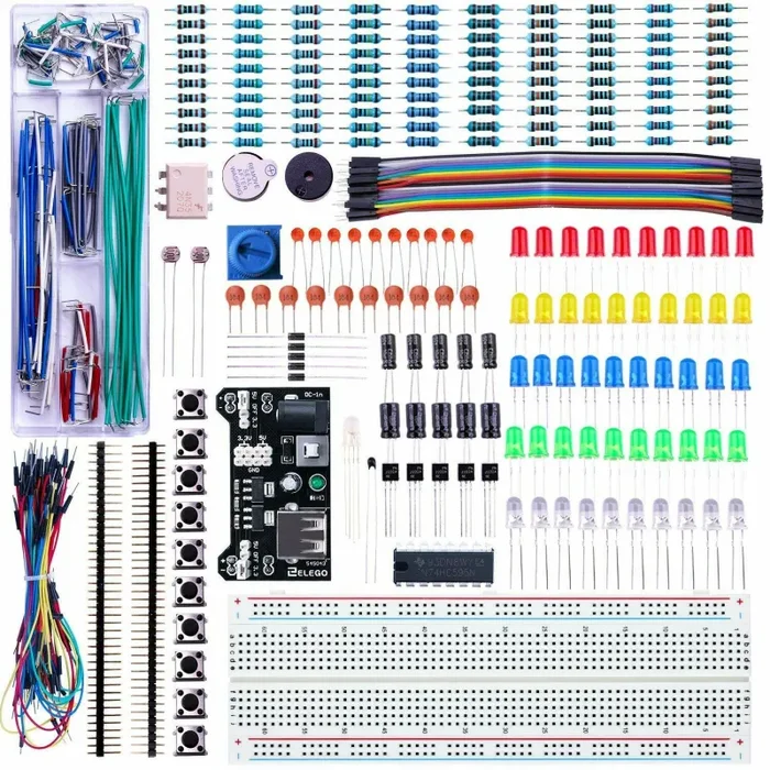 Elegoo Kit Elettronico con Breadboard di 830 Punti, Cavetti Modulo Alimentazione
