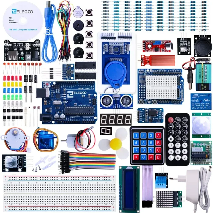 Elegoo Scheda Starter Ultimate Kit Piu Completo per Progetto Principianti con Tutorial in Italiano Learning Kit di Apprendimento Compatibile con progetti IDE Arduino(63 Articoli)