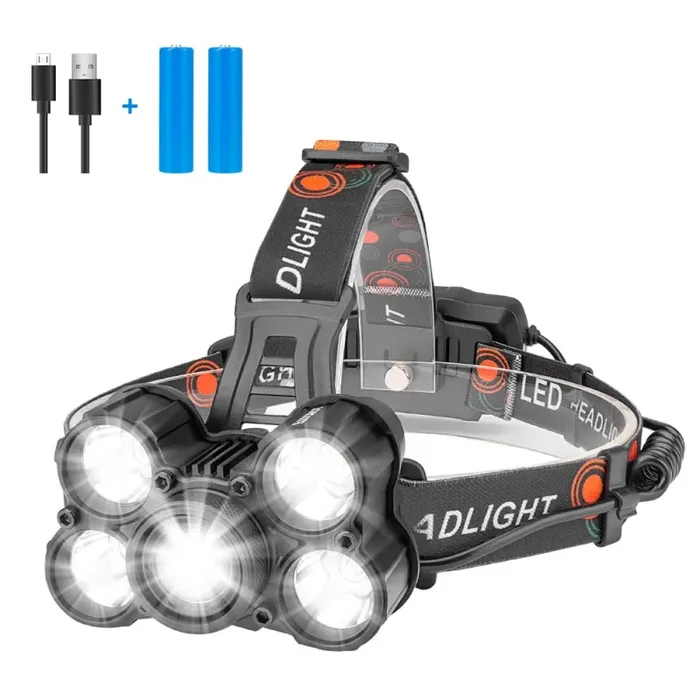 Eletorot Torcia Lampada Frontale LED 100000 ore o più, 2000LM Grigio-1pc