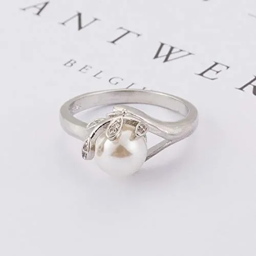 Elisimo – Anello da donna con perla rotonda, in argento sterling 925 - immagine 2