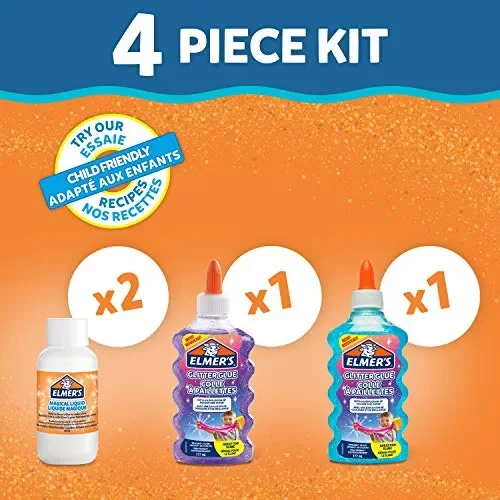 ELMER’S Kit Glitterato per Slime con Colla Glitterata Viola e Blu e 2… - immagine 2