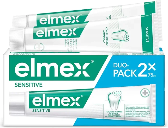 elmex Dentifricio Sensitive, Trattamento Per Denti Sensibili, Solievo Immediato e Duraturo dalla Sensibilità Dentale, con Fluoruro Amminico, 2x75ml - immagine 2