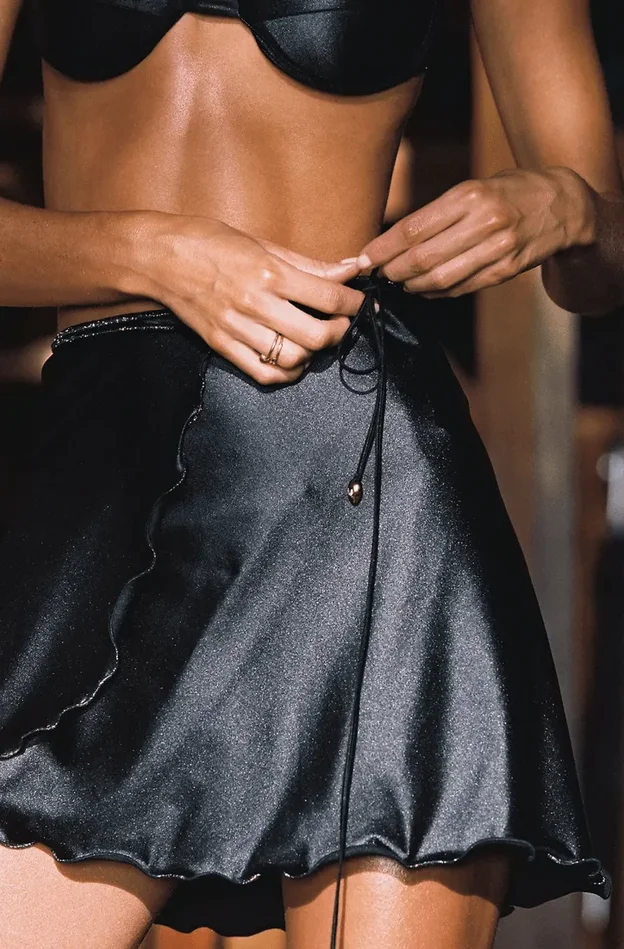 EMMA Mini Wrap Skirt in Black