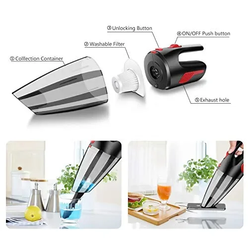 EMOCCI Aspirapolvere Auto Senza Fili Potente Portatile a Mano Basso… - immagine 2