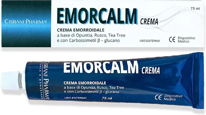 Emorcalm, crema emorroidale | 75 ml, a base di Opuntia, Tea Tree, Rusco | Pomata emorroidale e ragadi anali | Potente azione lenitiva e sollievo dal dolore | Cisbani Pharma