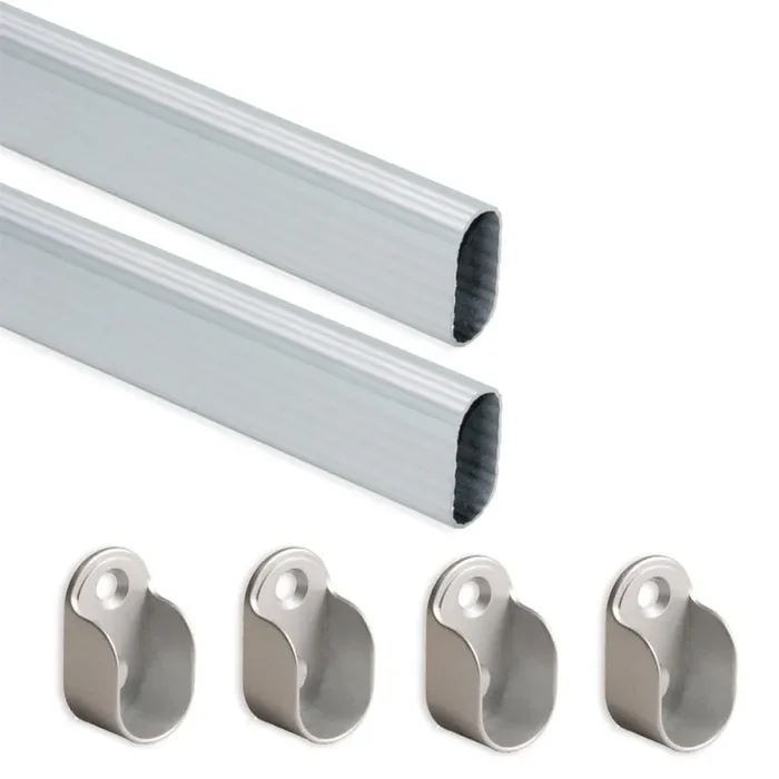 Emuca 7065462 Kit di Asta Appendiabiti da Armadio, 0 W, 0 V