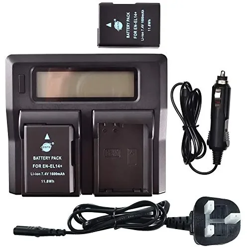 EN-EL14 – Batteria di ricambio DSTE (2 pezzi) e kit ricarica rapida LCD…