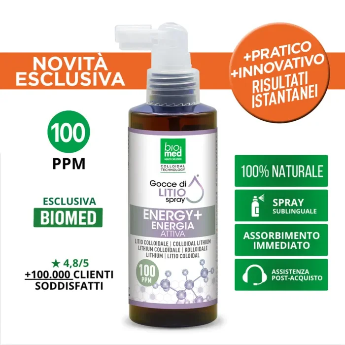 ENERGY+ Litio Colloidale Spray: Energia Attiva, Lucidità Mentale e Benessere Cellulare – 100ml