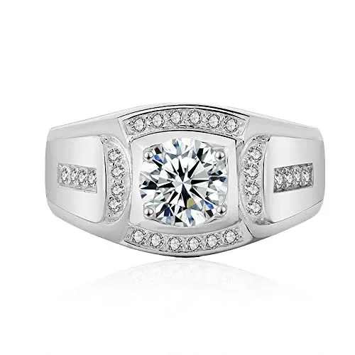 ENYU Uomo da Anello,Argento con zirconi per Gioielli Anelli FEDI 18 - immagine 2