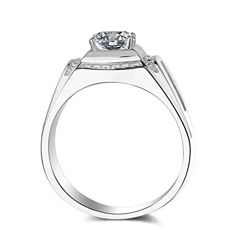 ENYU Uomo da Anello,Argento con zirconi per Gioielli Anelli FEDI 18 - immagine 3