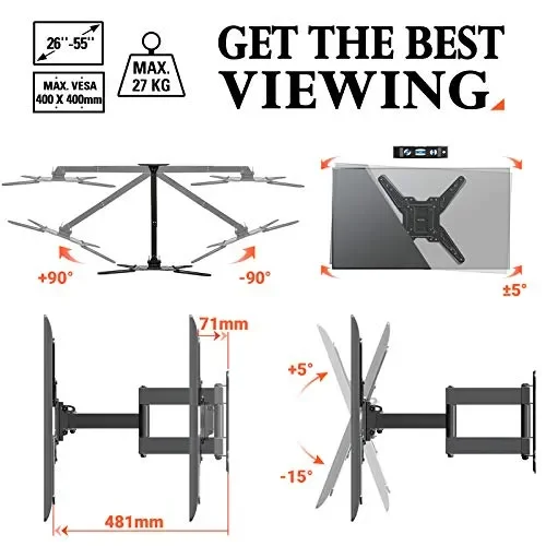 Eono by Amazon – Supporto TV da Parete Girevole 26″-55″ / Braccio Singolo - immagine 2