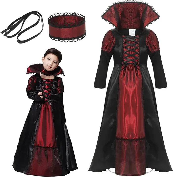 EOZY-Vampire Queen Costume – Vampire Girl Costume – Twilight – Girls Girls ‘Dress And Accessories for Halloween Carnival, Cosplay